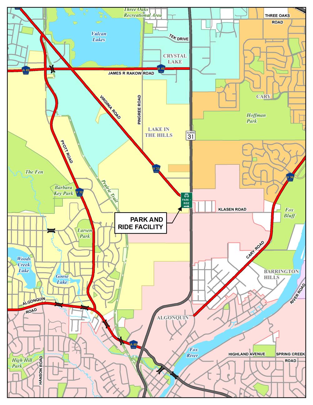 Virginia Road Park-N-Ride Location Map