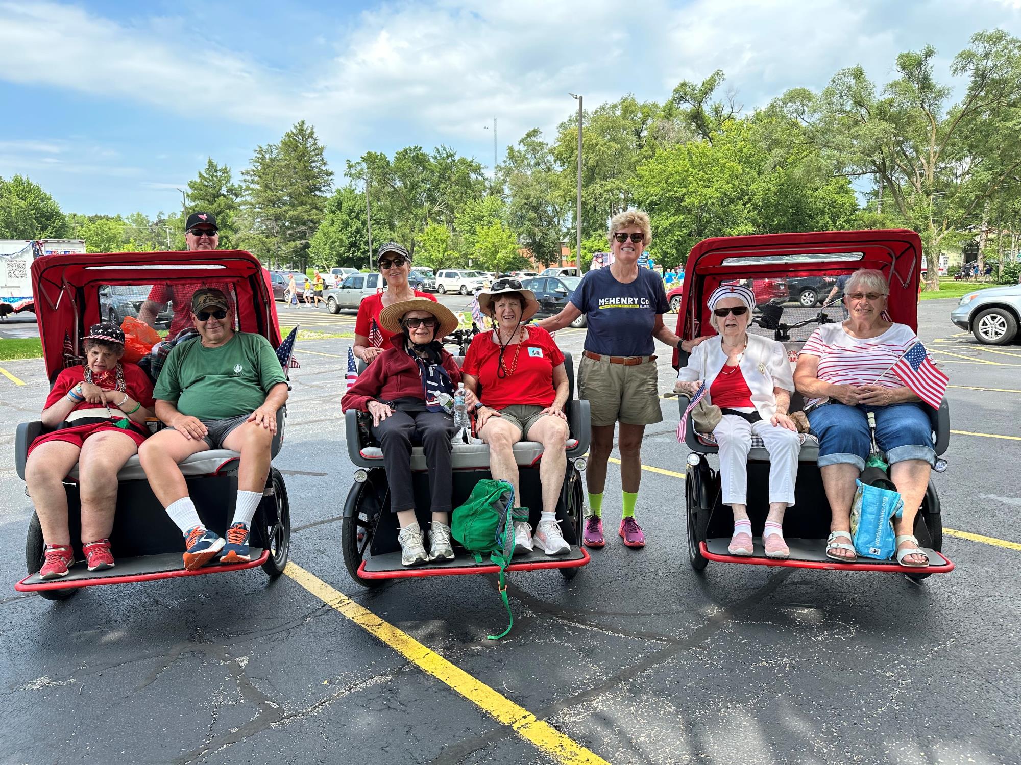 Donna with her friends and family at the Fourth of July parade